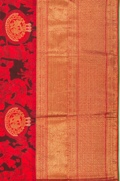 Kanchipuram Silk Kalamkari Black Saree-Not Allowed Online