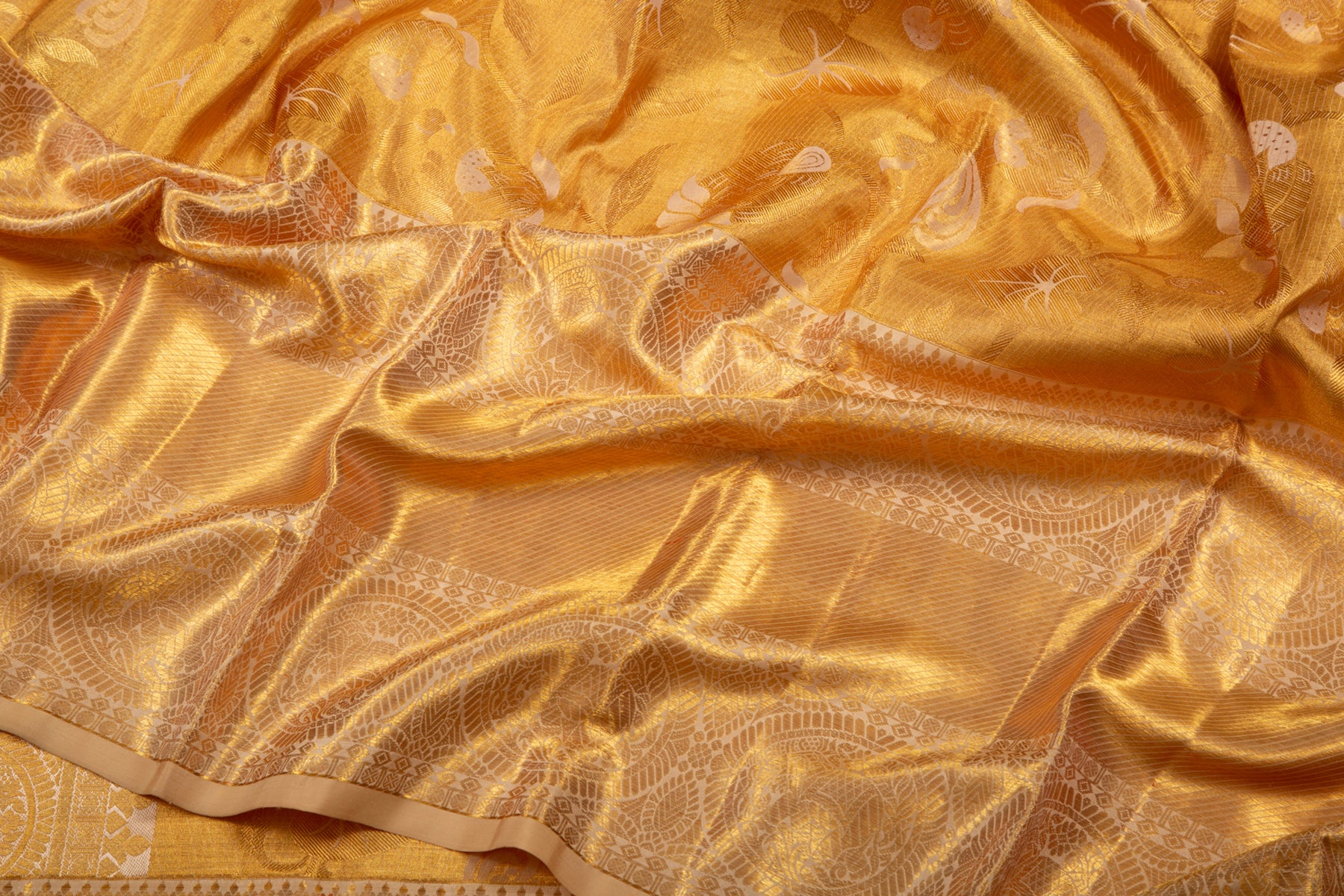Kanchipuram Silk Tissue Jaal Gold Saree