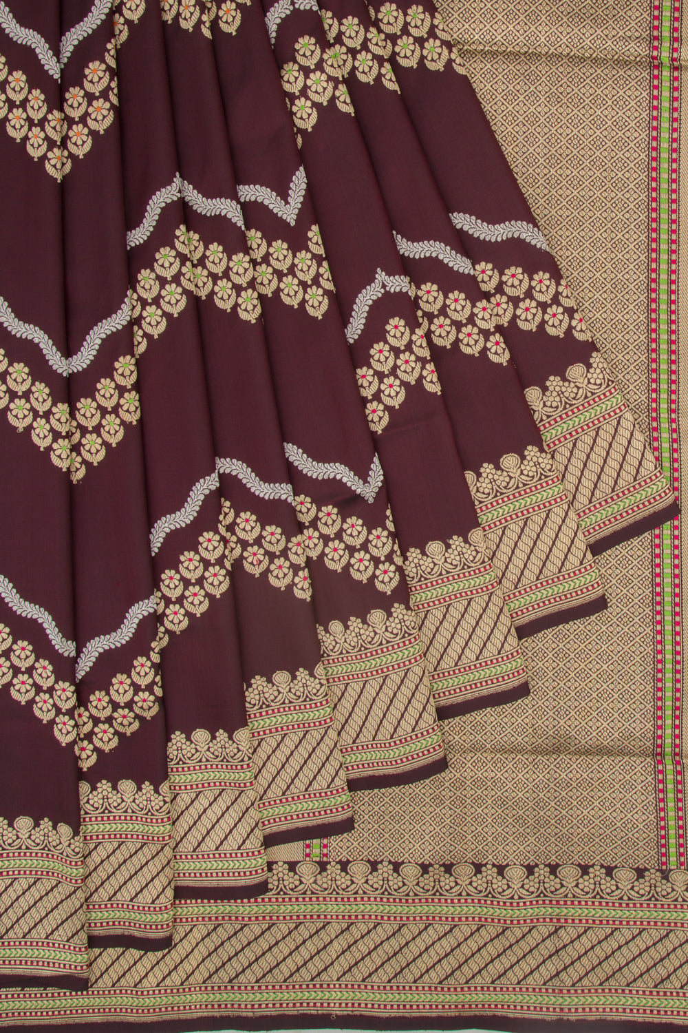 Banarasi Silk Kadwa Jaal Brown Saree