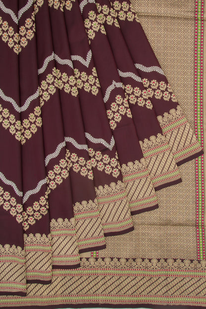 Banarasi Silk Kadwa Jaal Brown Saree