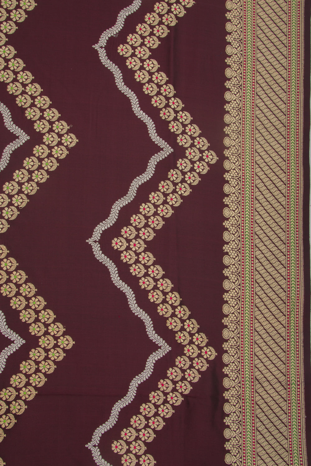 Banarasi Silk Kadwa Jaal Brown Saree