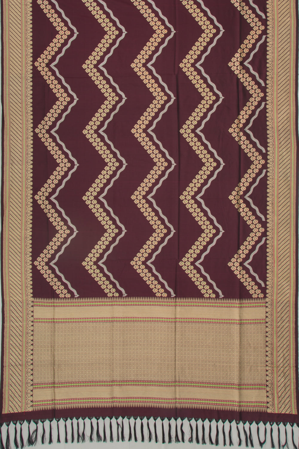 Banarasi Silk Kadwa Jaal Brown Saree
