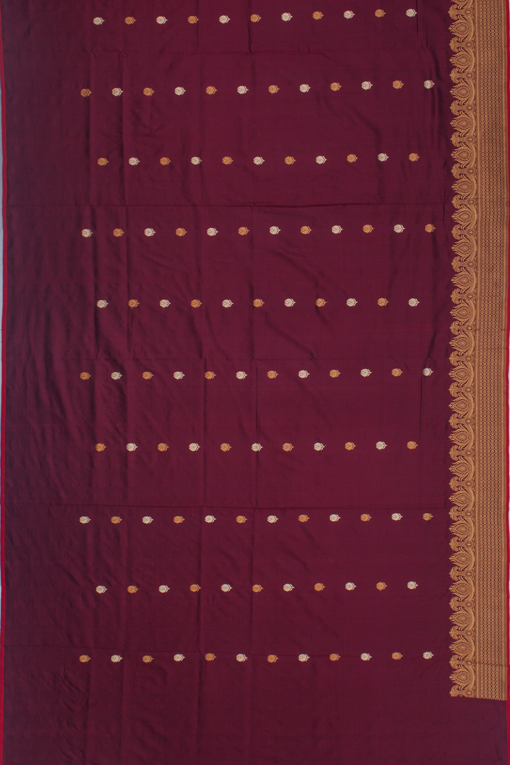 Banarasi Silk Butta Burgundy Saree