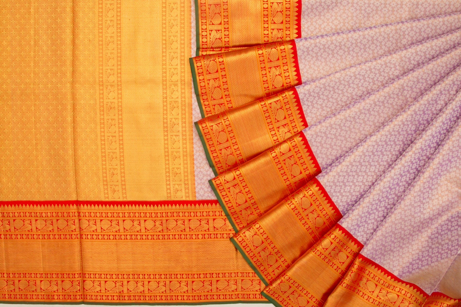 Kanchipuram Silk Tissue Brocade Lilac Saree