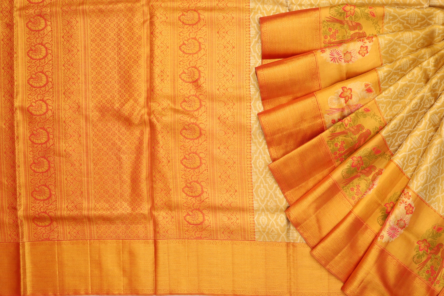Kanchipuram Silk Tissue Brocade Gold Saree