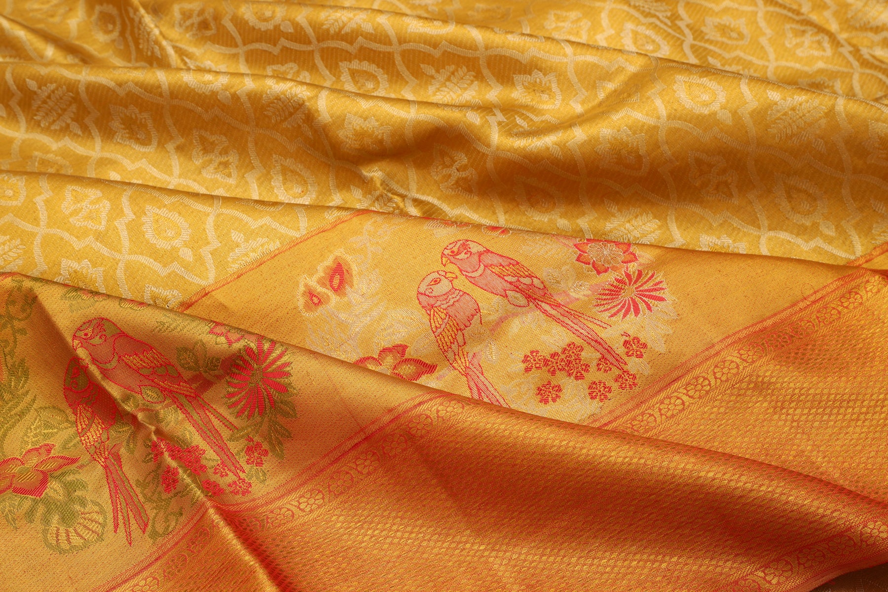 Kanchipuram Silk Tissue Brocade Gold Saree