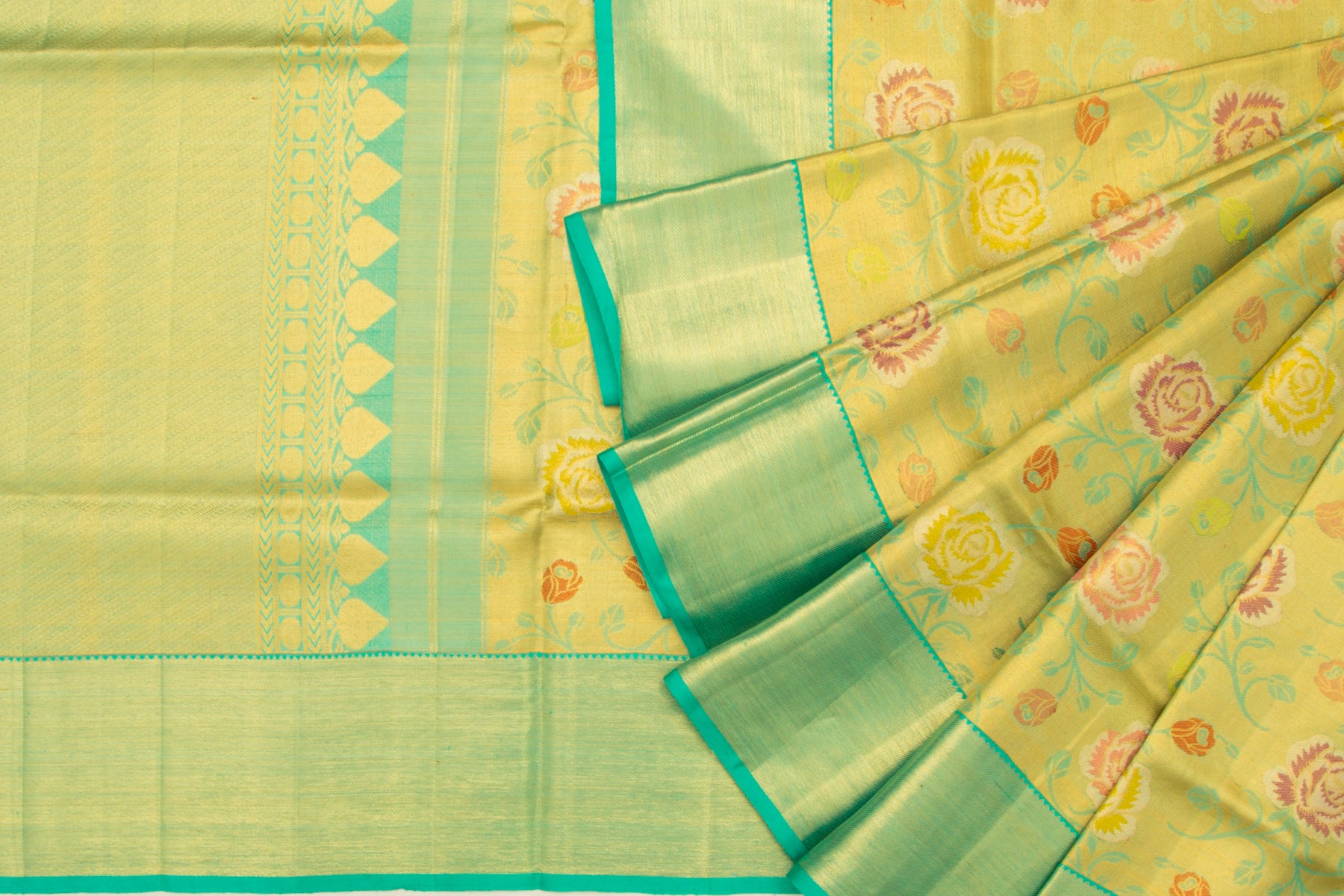 Kanchipuram Silk Tissue Jaal Blue Saree