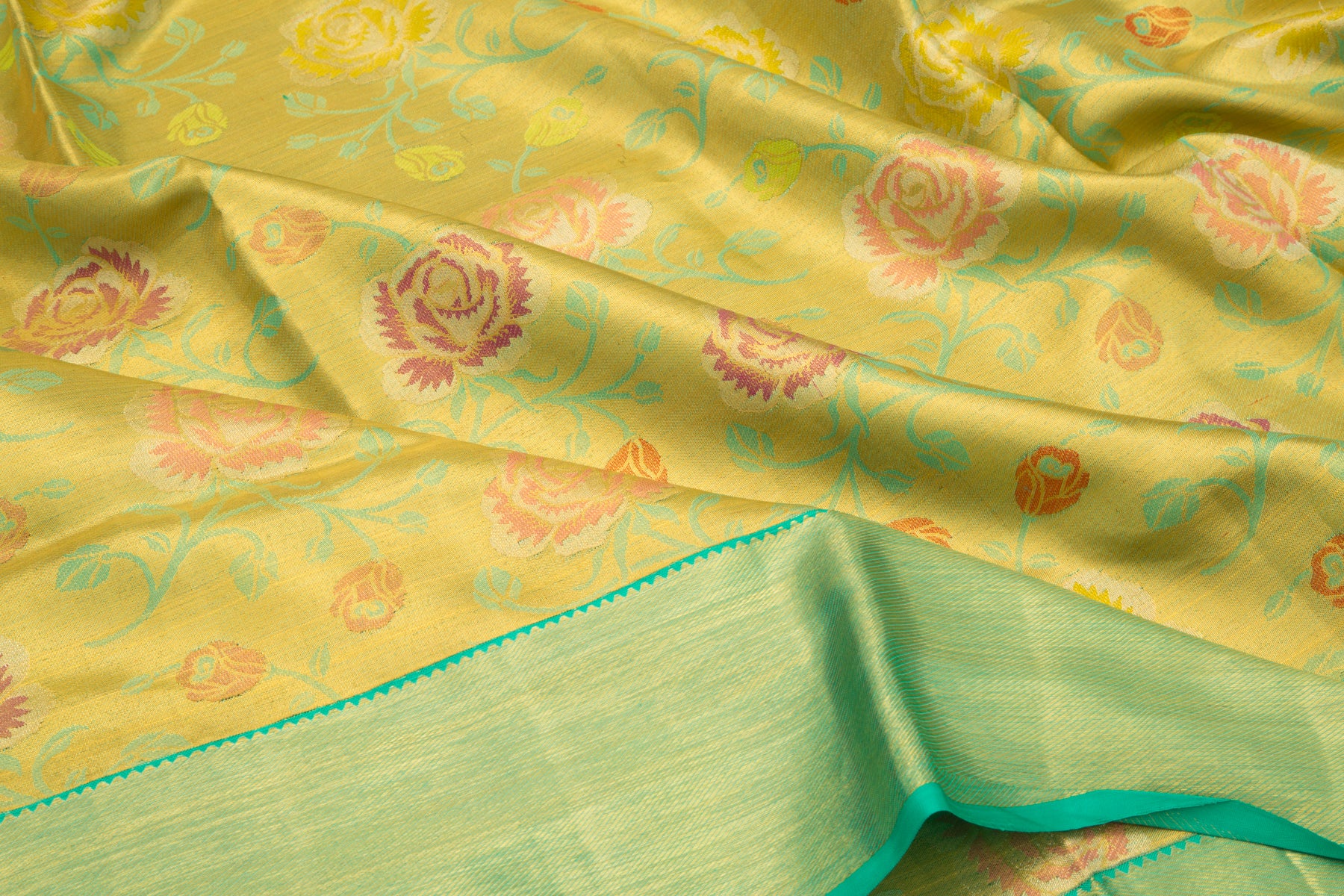 Kanchipuram Silk Tissue Jaal Blue Saree
