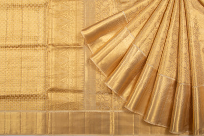 Kanchipuram Silk Tissue Jaal Gold Saree
