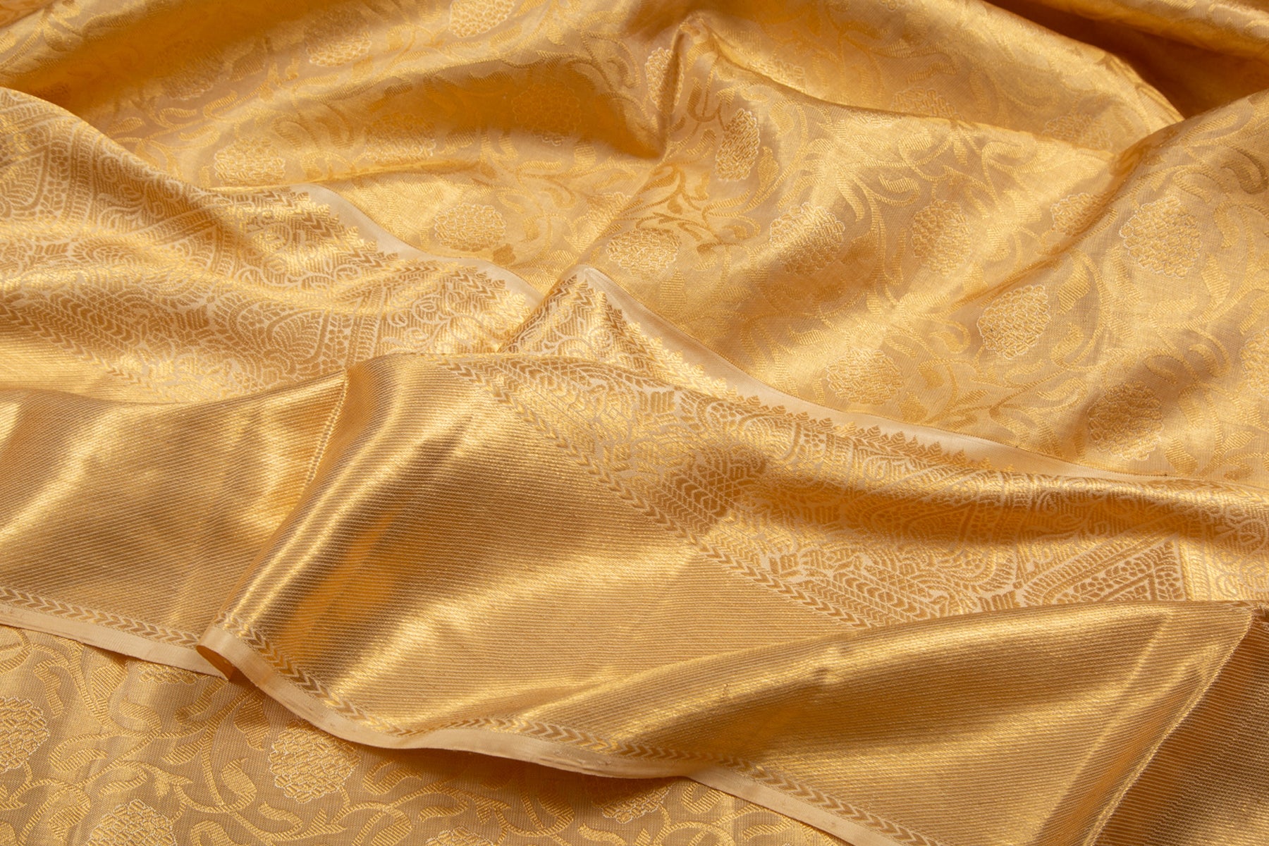 Kanchipuram Silk Tissue Jaal Gold Saree