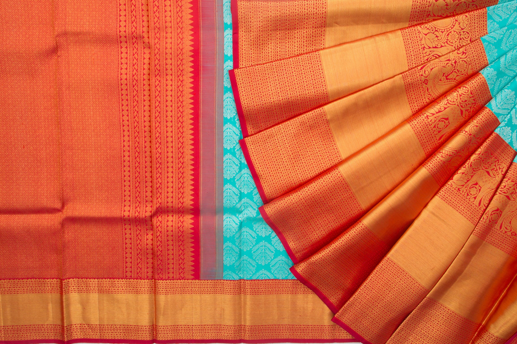 Kanchipuram Silk Brocade Sky Blue Saree
