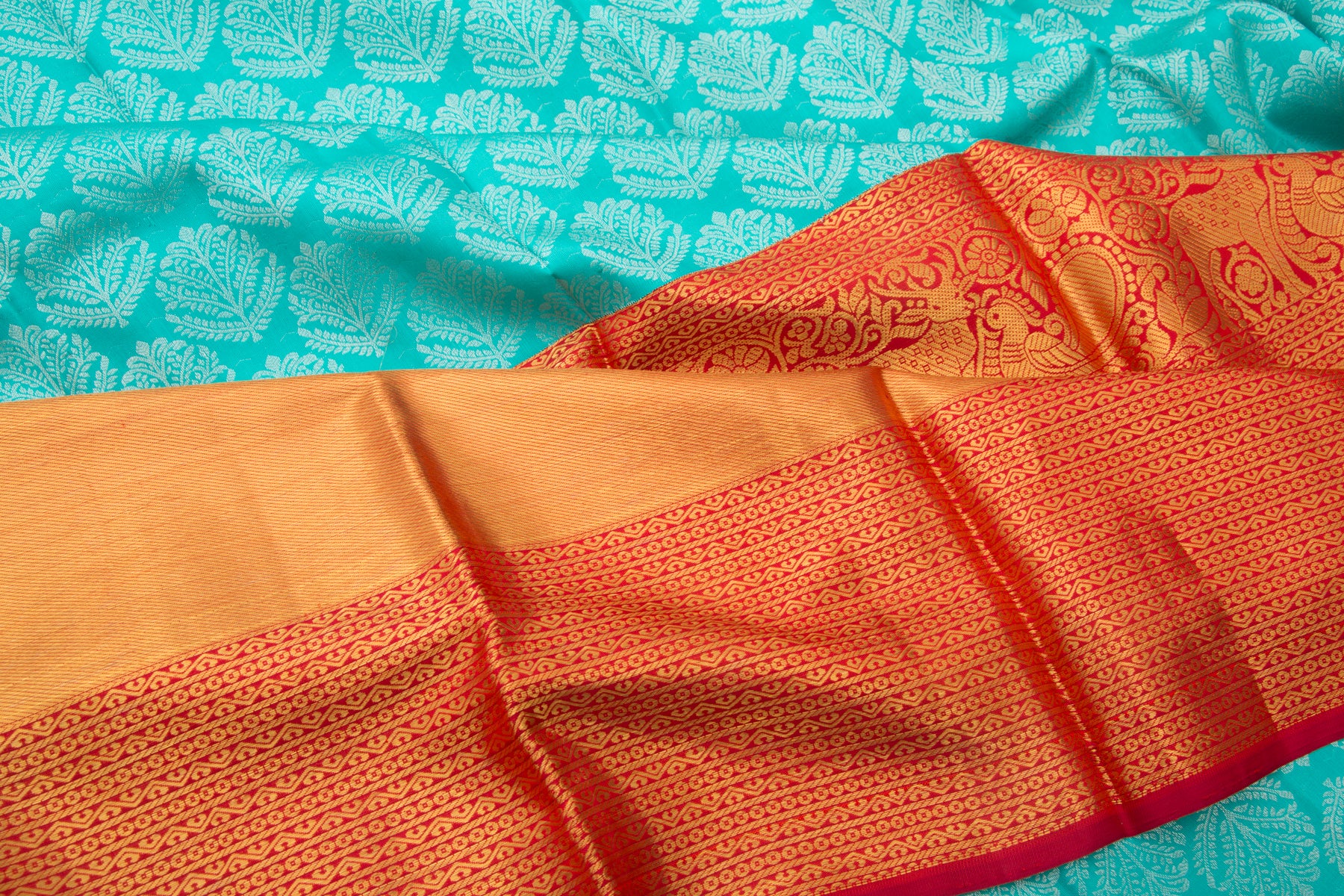 Kanchipuram Silk Brocade Sky Blue Saree