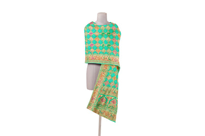 Banarasi Georgette Bandhani Brocade Green Dupatta