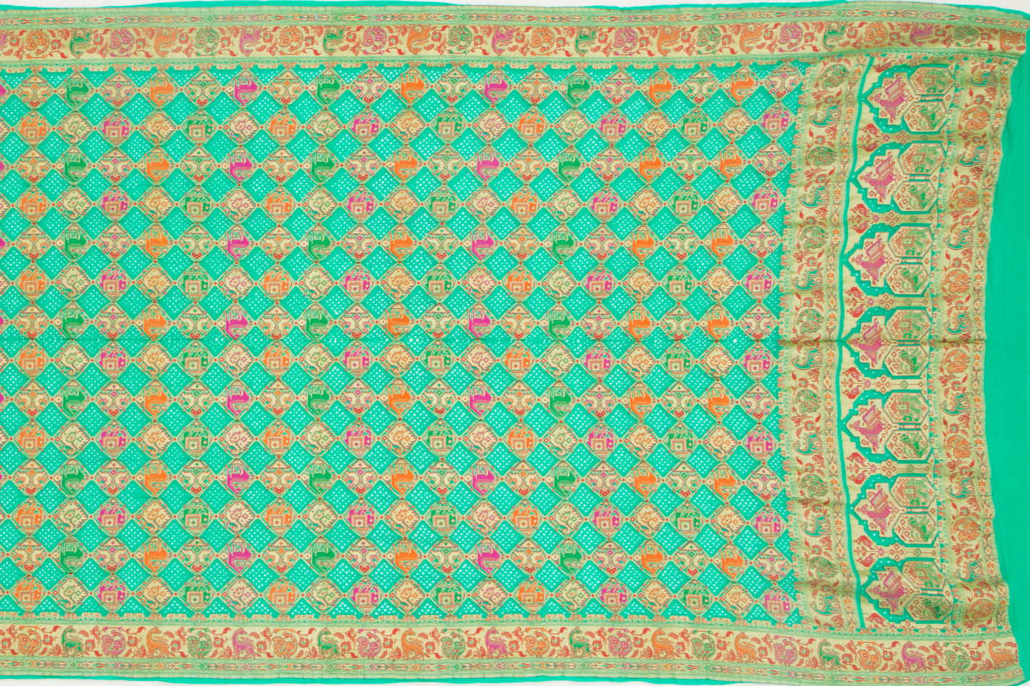 Banarasi Georgette Bandhani Brocade Green Dupatta