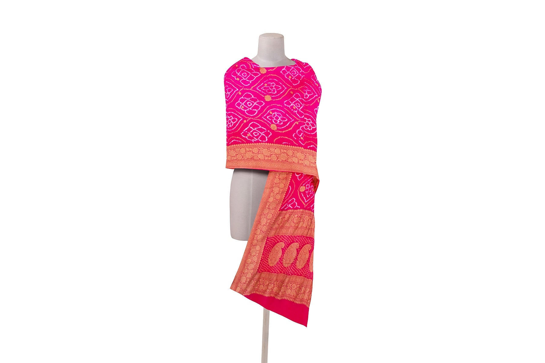 Banarasi Georgette Bandhani Butta Pink Dupatta