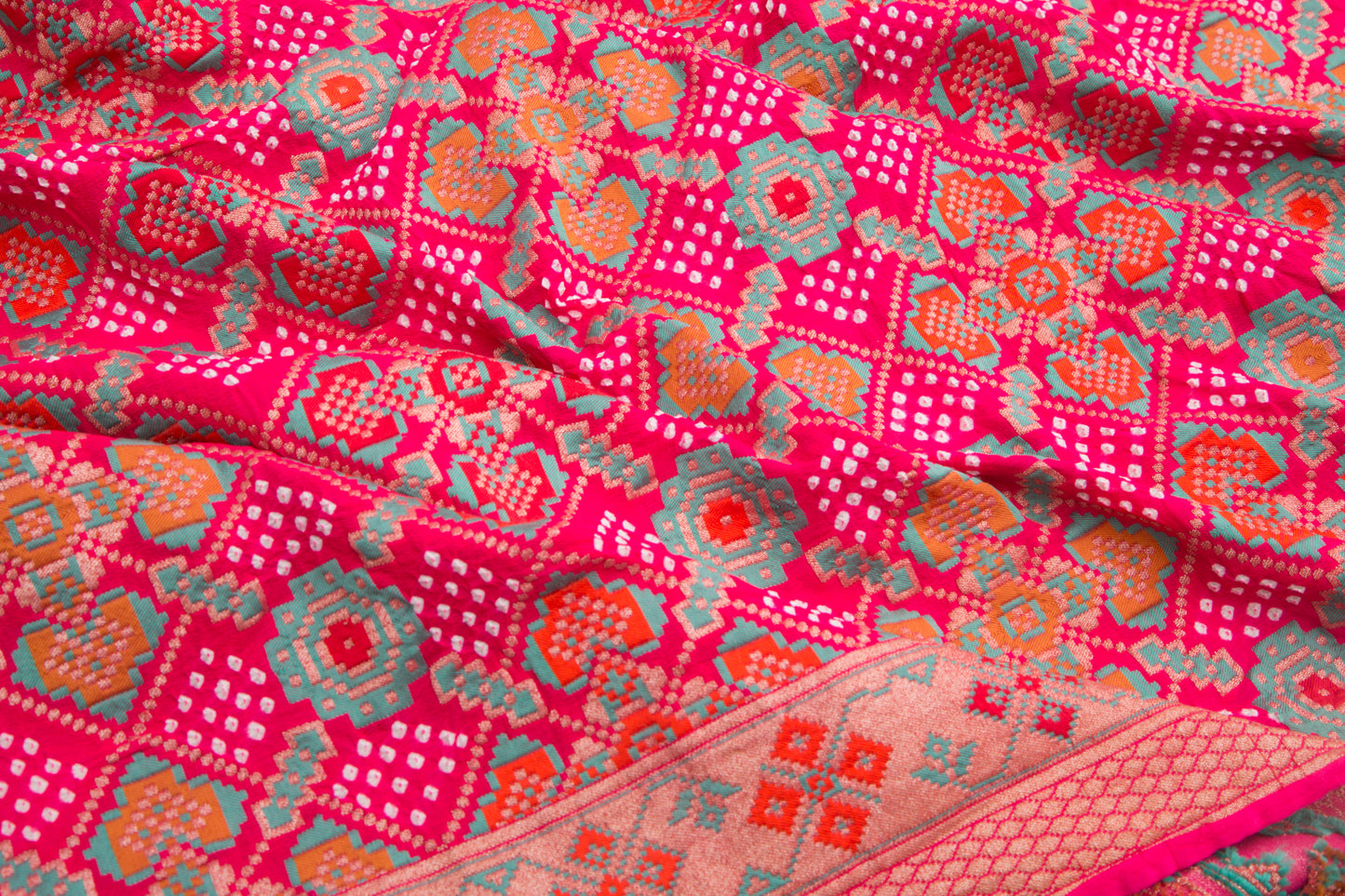 Banarasi Georgette Bandhani Pink Dupatta