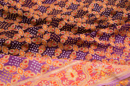 Banarasi Georgette Bandhani Brocade Purple Dupatta