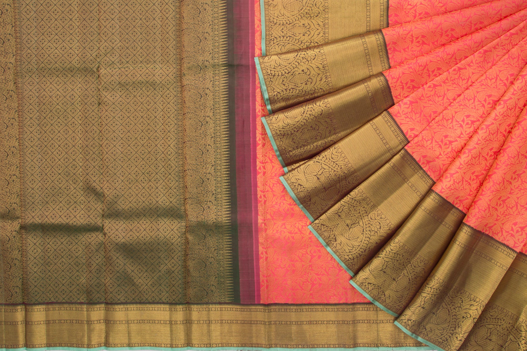 Kanchipuram Silk Jaal Pink Saree
