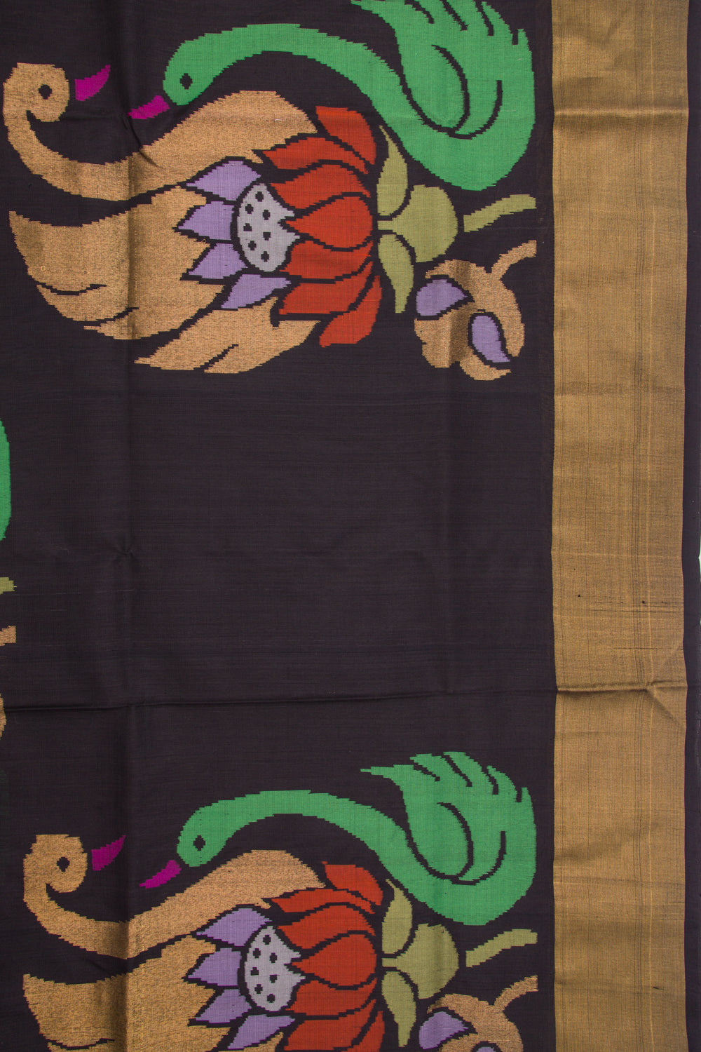 Uppada Silk Jamdani Butta Black Saree