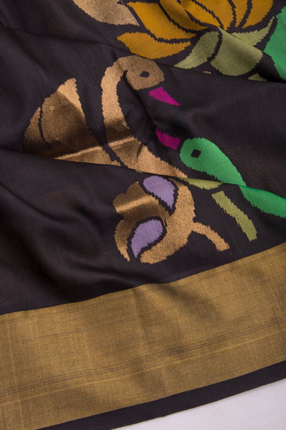 Uppada Silk Jamdani Butta Black Saree