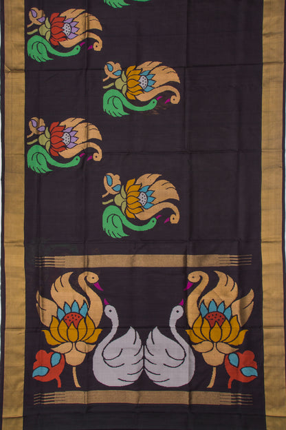 Uppada Silk Jamdani Butta Black Saree