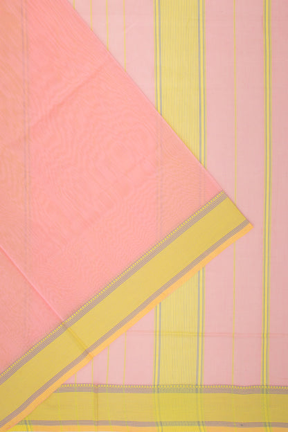 Maheshwari Cotton Plain Peach Saree