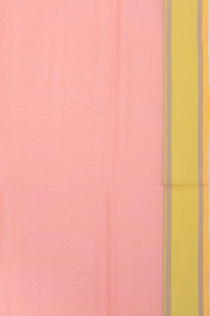 Maheshwari Cotton Plain Peach Saree