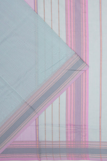 Maheshwari Cotton Plain Pastel Blue Saree
