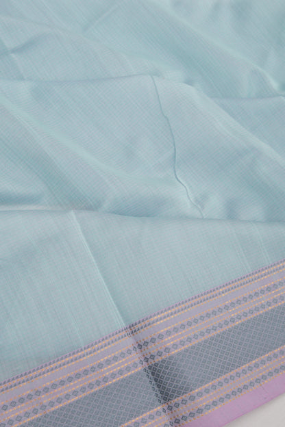 Maheshwari Cotton Plain Pastel Blue Saree