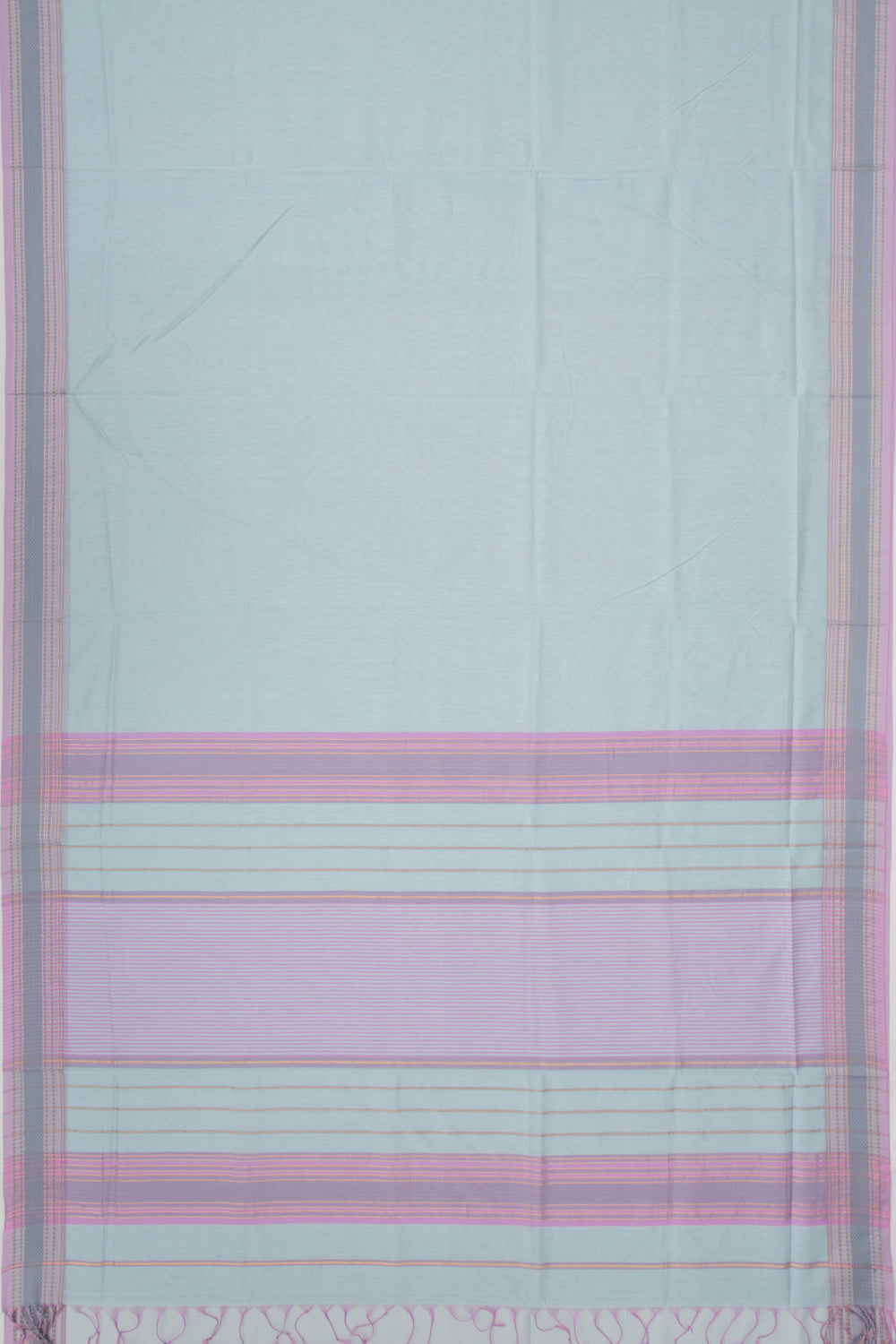 Maheshwari Cotton Plain Pastel Blue Saree