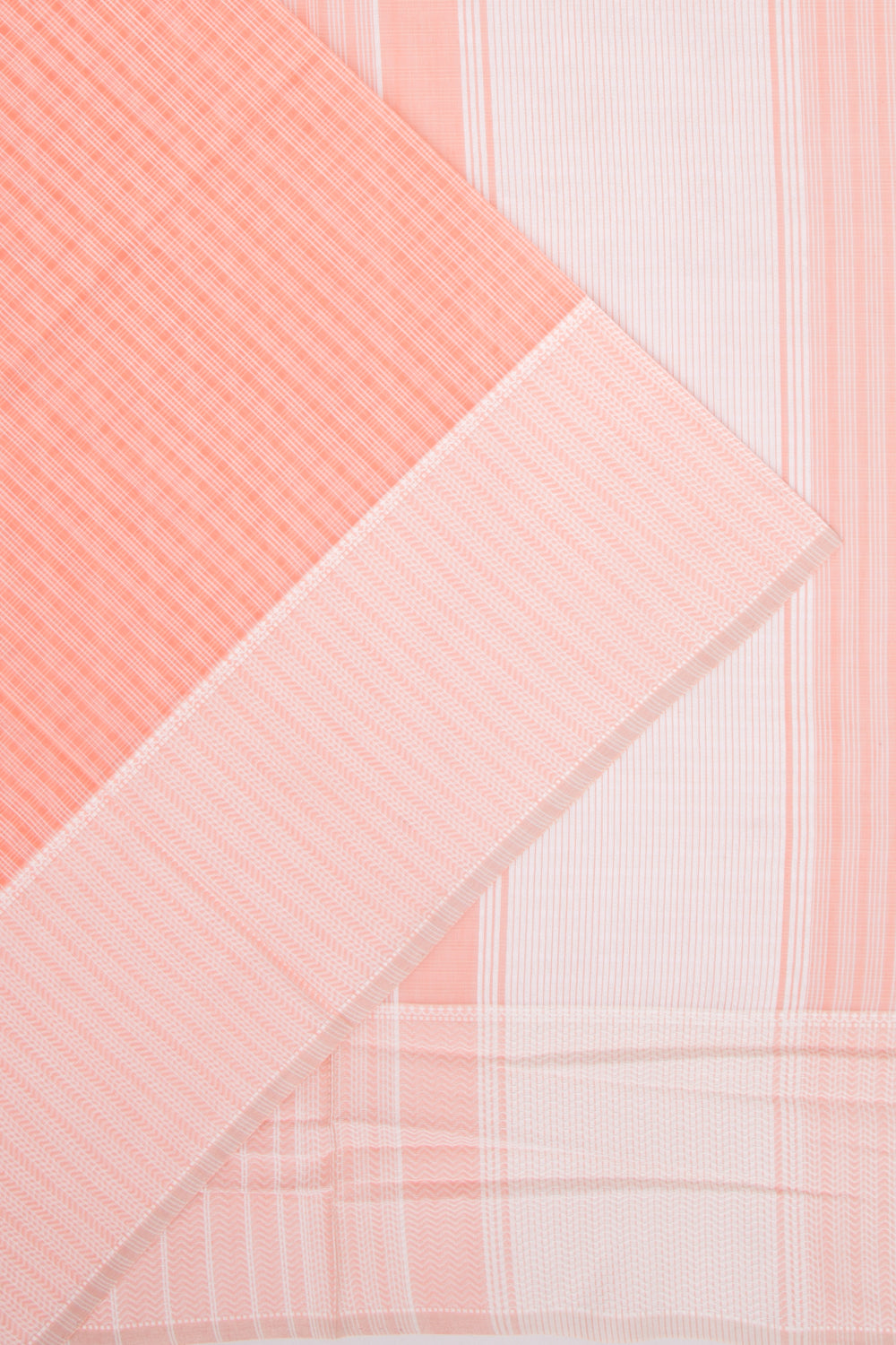 Maheshwari Cotton Horizontal Lines Peach Saree