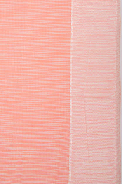 Maheshwari Cotton Horizontal Lines Peach Saree