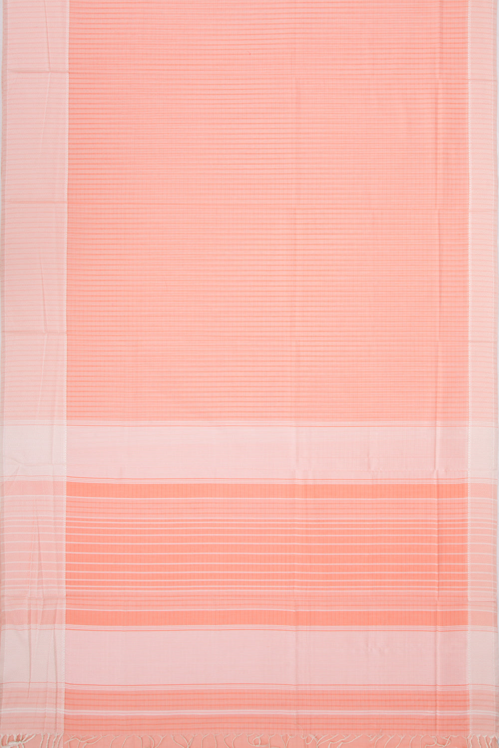 Maheshwari Cotton Horizontal Lines Peach Saree