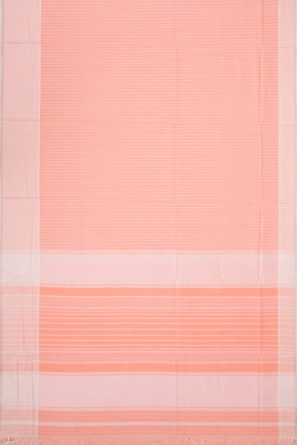 Maheshwari Cotton Horizontal Lines Peach Saree