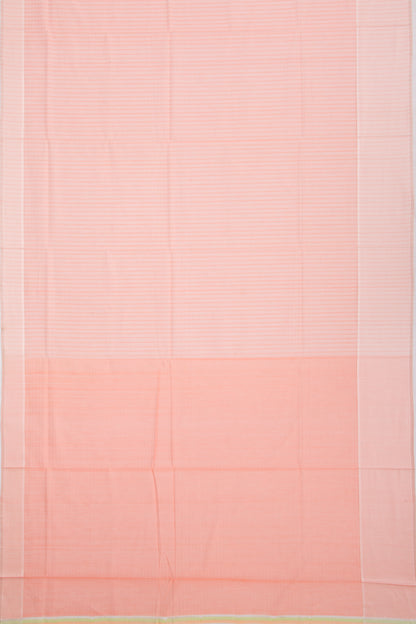 Maheshwari Cotton Horizontal Lines Peach Saree