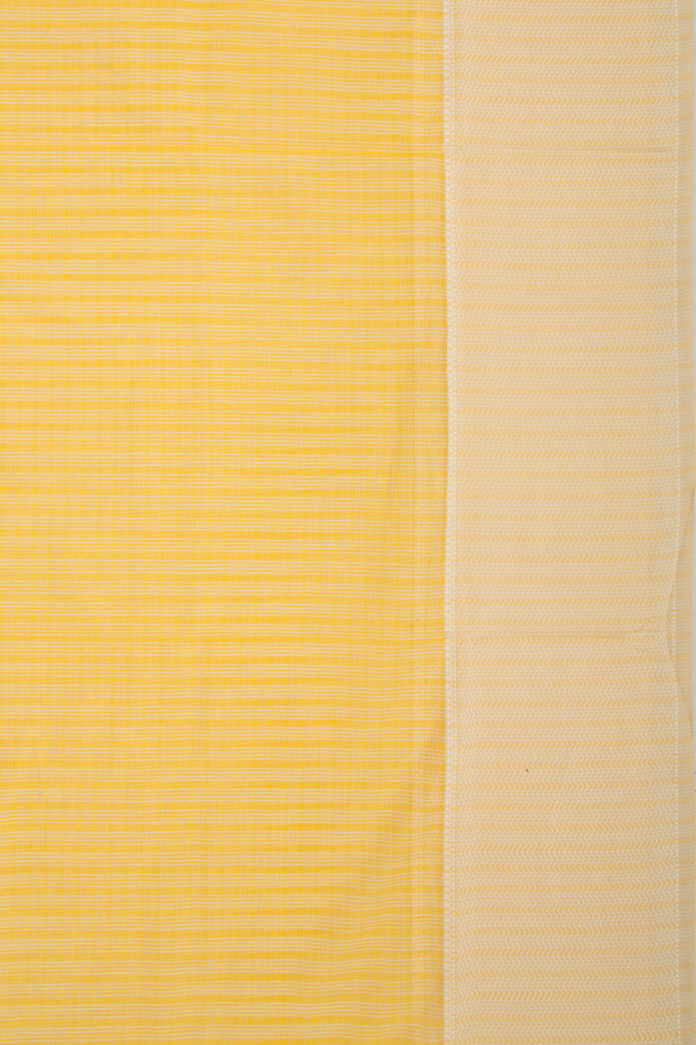 Maheshwari Cotton Horizontal Lines Yellow Saree