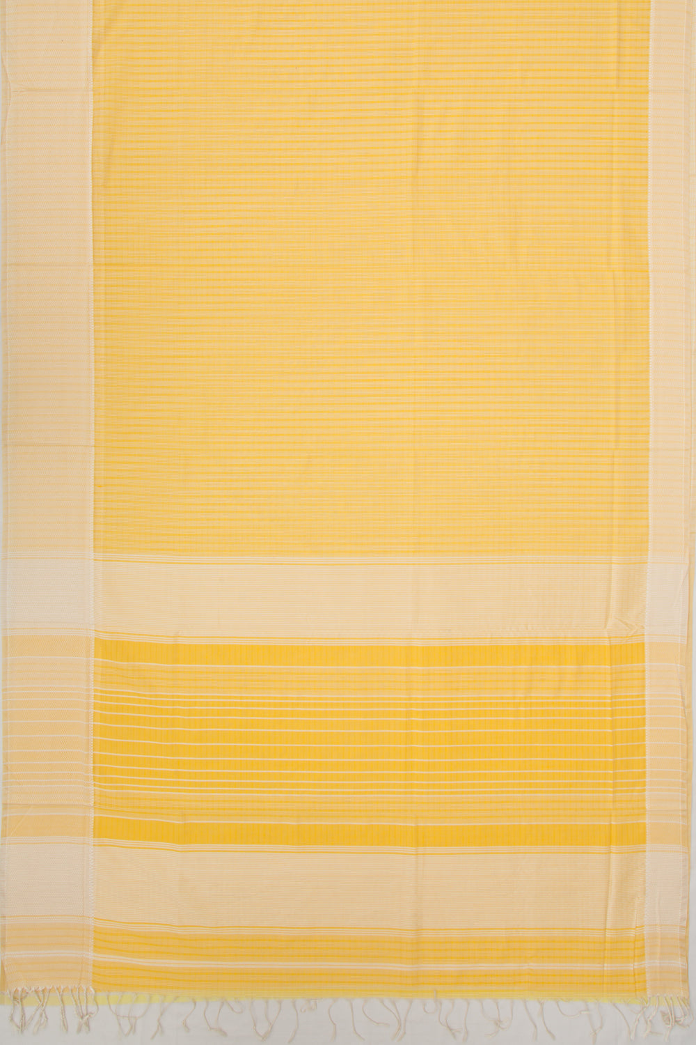Maheshwari Cotton Horizontal Lines Yellow Saree