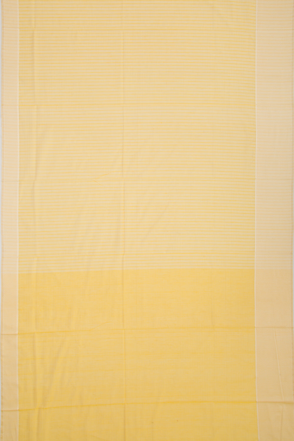Maheshwari Cotton Horizontal Lines Yellow Saree