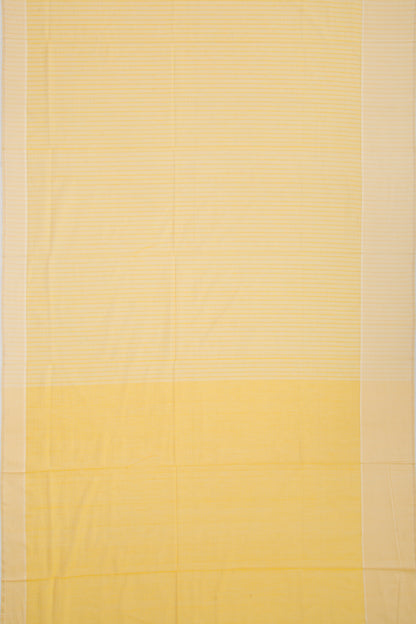 Maheshwari Cotton Horizontal Lines Yellow Saree