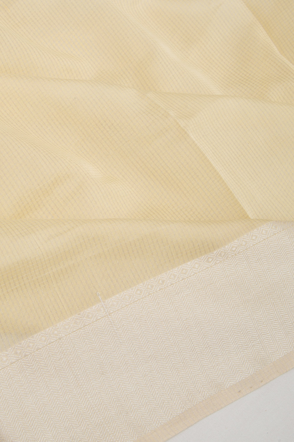 Maheshwari Cotton Checks Cream Saree