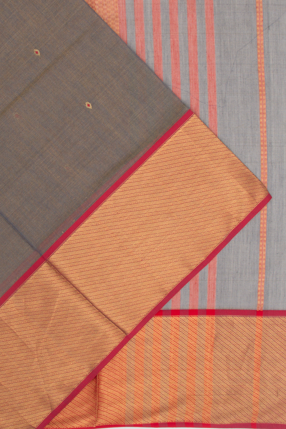 Maheshwari Cotton Tissue Butta Dark Blue Saree