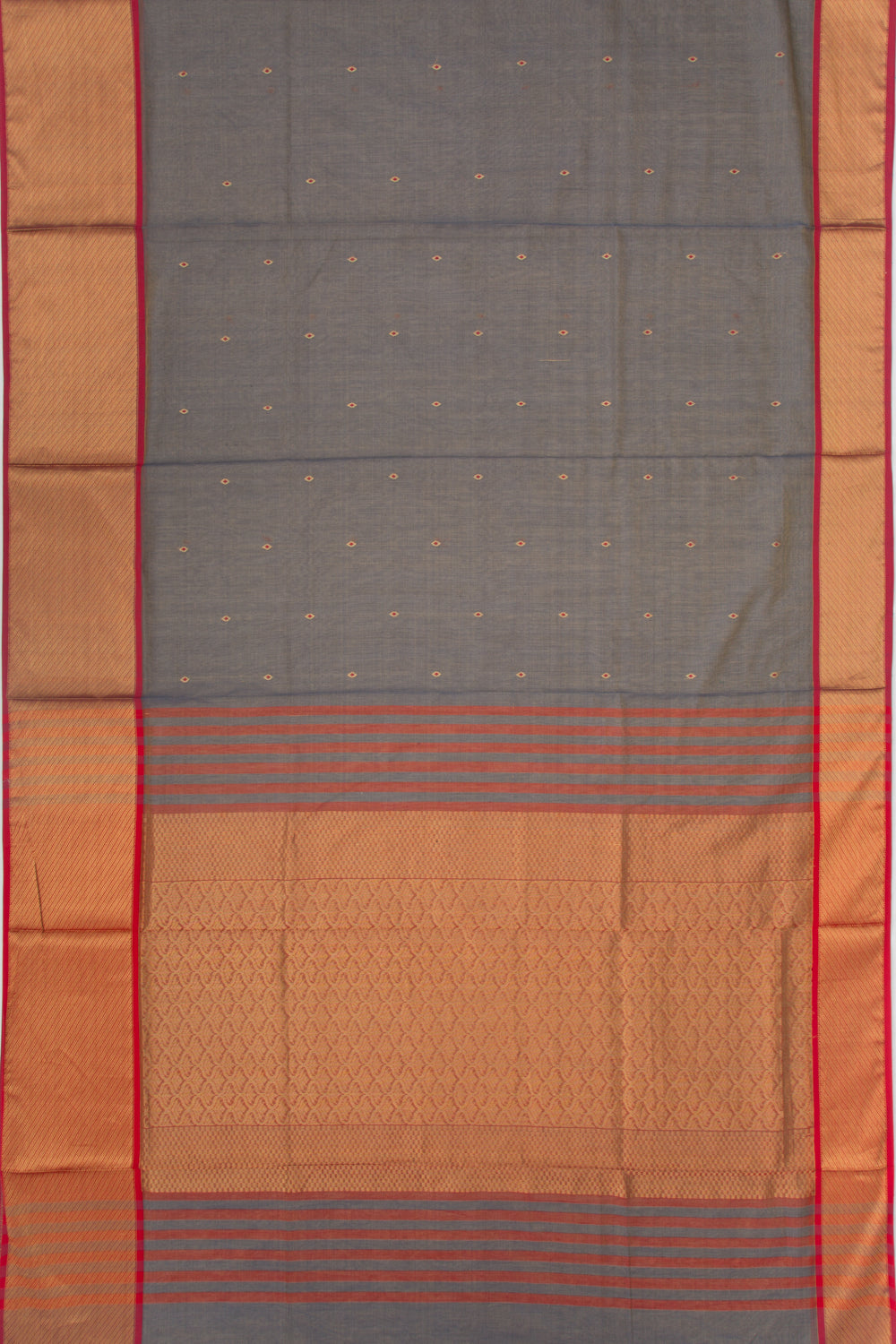 Maheshwari Cotton Tissue Butta Dark Blue Saree
