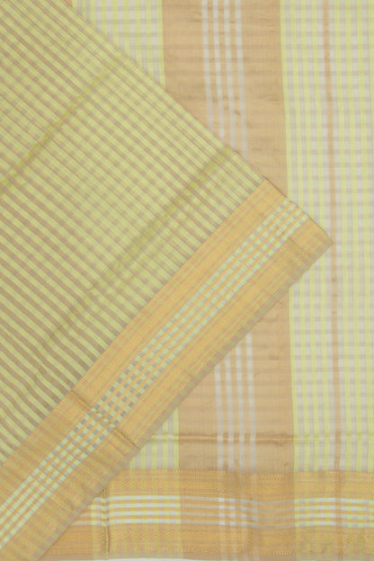 Maheshwari Cotton Checks Green Saree