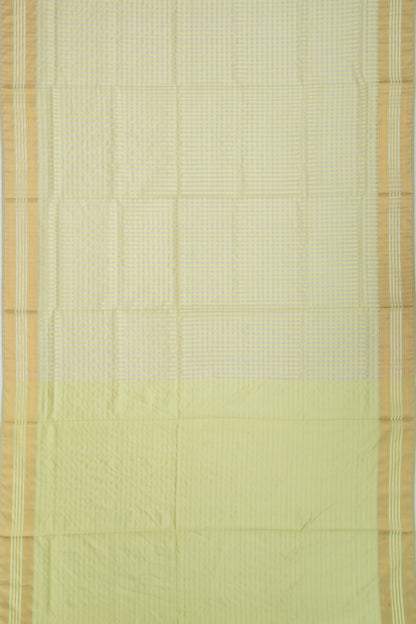 Maheshwari Cotton Checks Green Saree