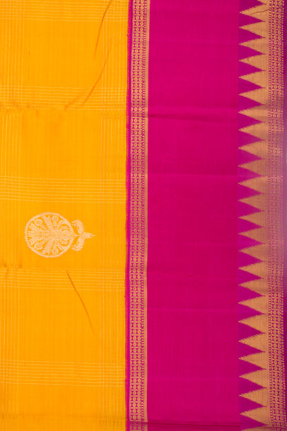 Kanchipuram Silk Butta Mustard Yellow Saree