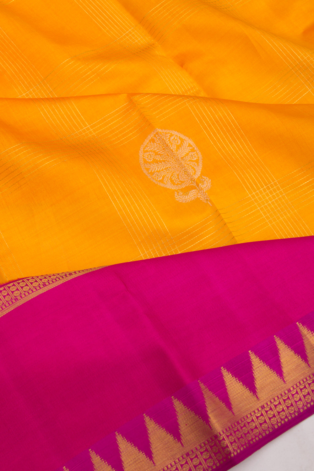 Kanchipuram Silk Butta Mustard Yellow Saree