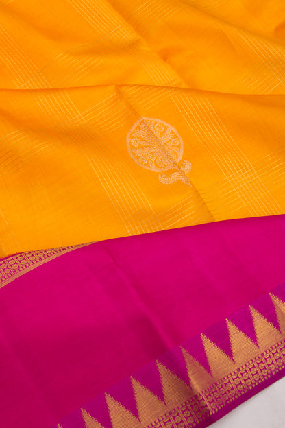 Kanchipuram Silk Butta Mustard Yellow Saree