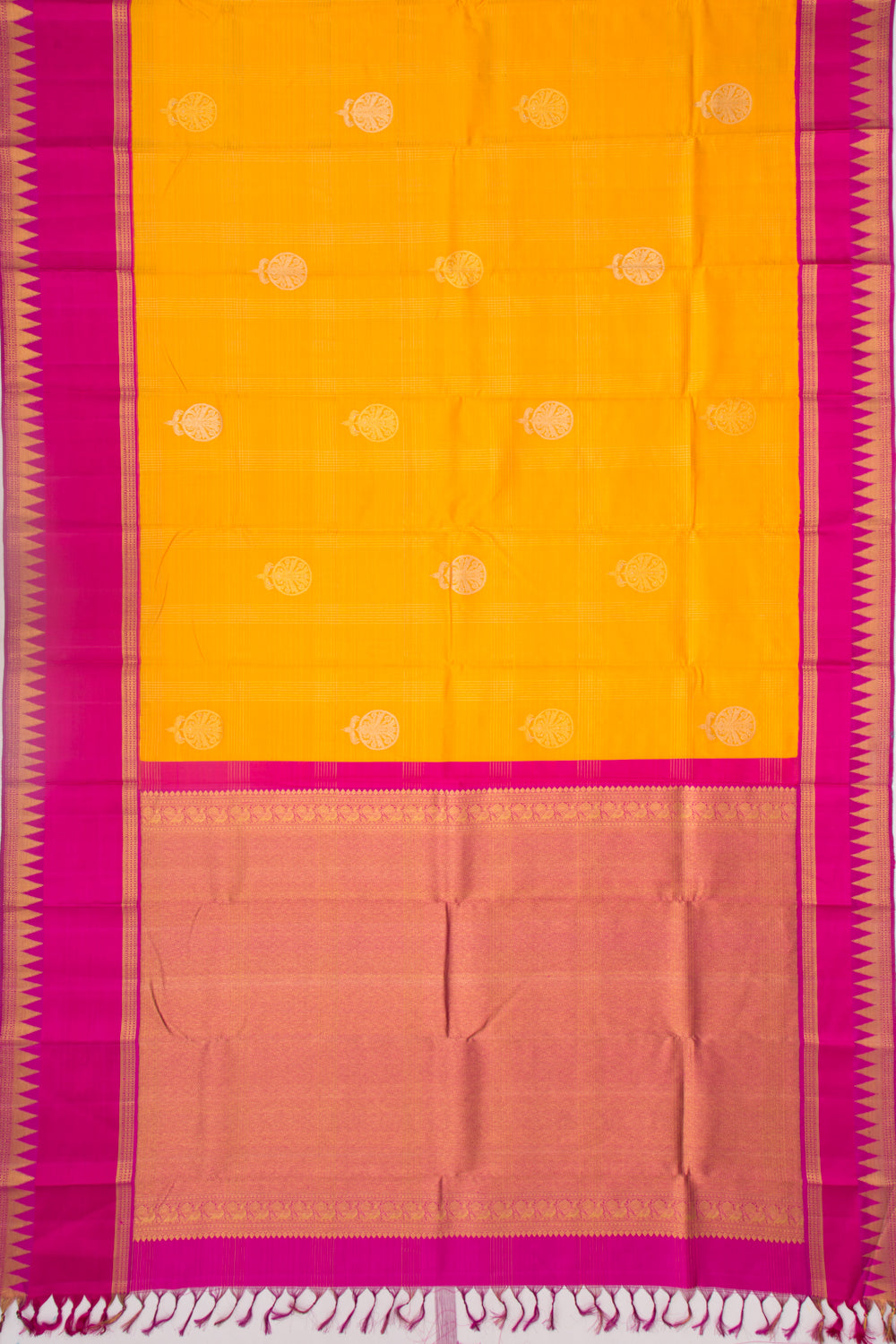 Kanchipuram Silk Butta Mustard Yellow Saree