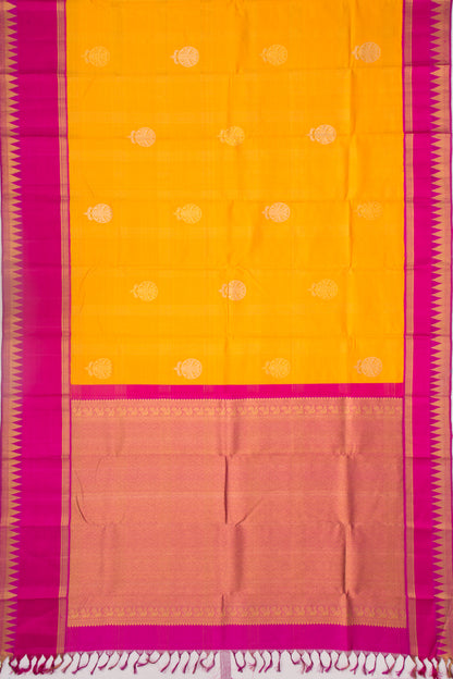 Kanchipuram Silk Butta Mustard Yellow Saree