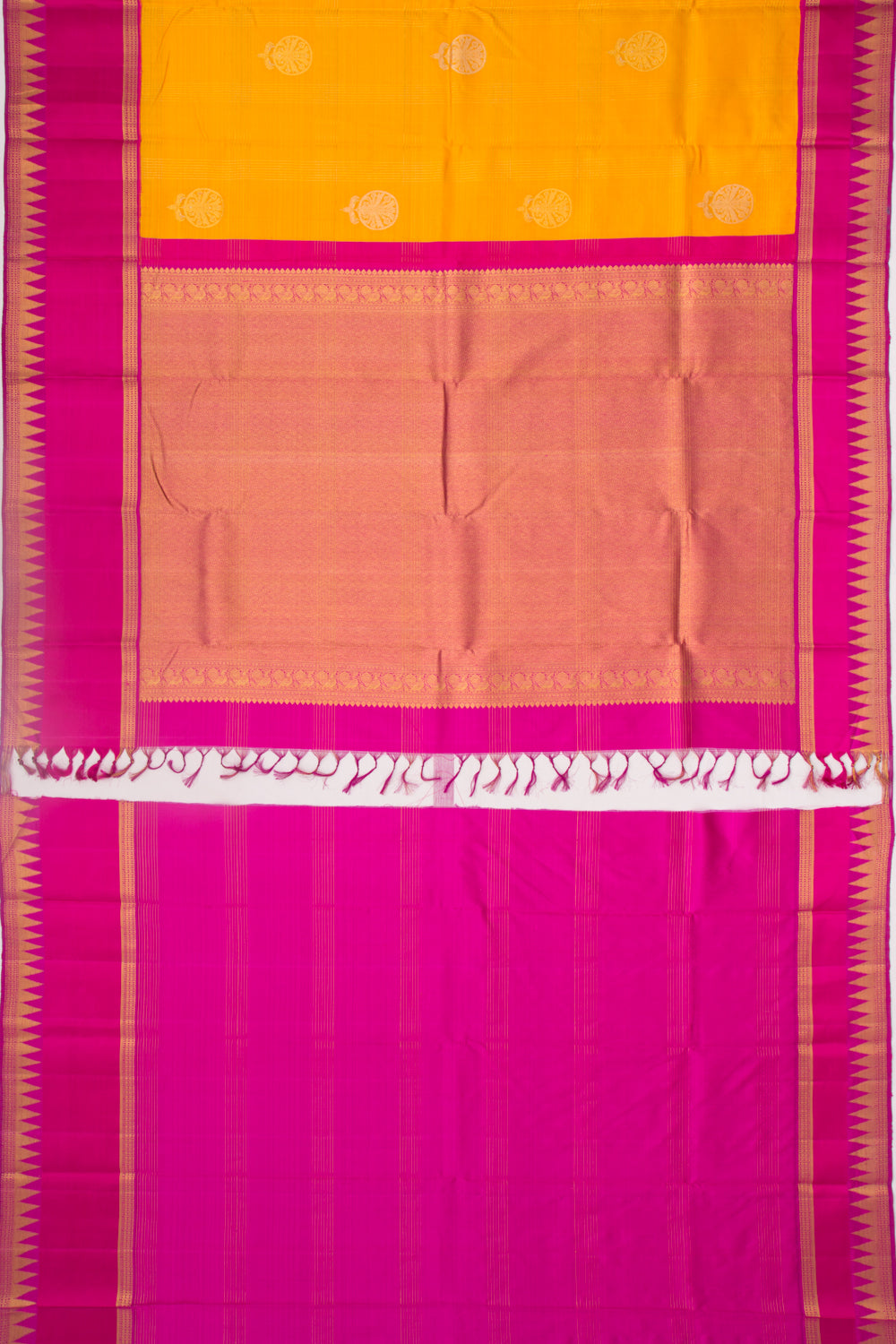 Kanchipuram Silk Butta Mustard Yellow Saree